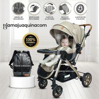 Coche Cuna De Lujo SUNDARA PREMIUM con Mochila Pañalera Beige