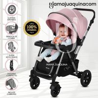 Coche Cuna De Lujo SILVER con Mango Reversible Pink