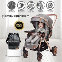 Coche Cuna De Lujo SUNDARA PREMIUM con Mochila Pañalera Gray