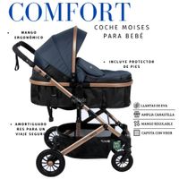 Coche Cuna Moisés de Lujo COMFORT Azul
