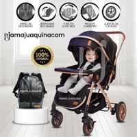 Coche Cuna De Lujo SUNDARA PREMIUM con Mochila Pañalera Black