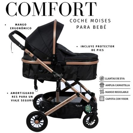 Coche Cuna Moisés de Lujo COMFORT Negro
