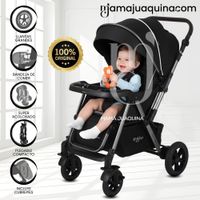 Coche Cuna De Lujo SILVER con Mango Reversible Black
