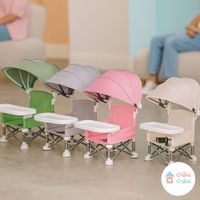 SILLA DE COMER PORTÁTIL CON TAPASOL. ROSA