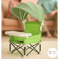 SILLA DE COMER PORTÁTIL CON TAPASOL. VERDE
