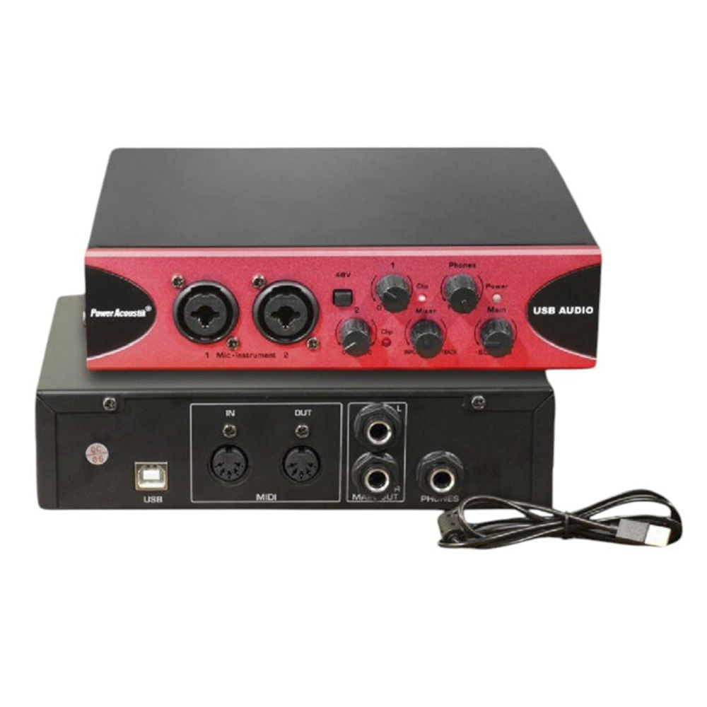 Interfaz de Audio Portatil USB DJ Karaoke 48V 2 Entradas Midi Guitarra