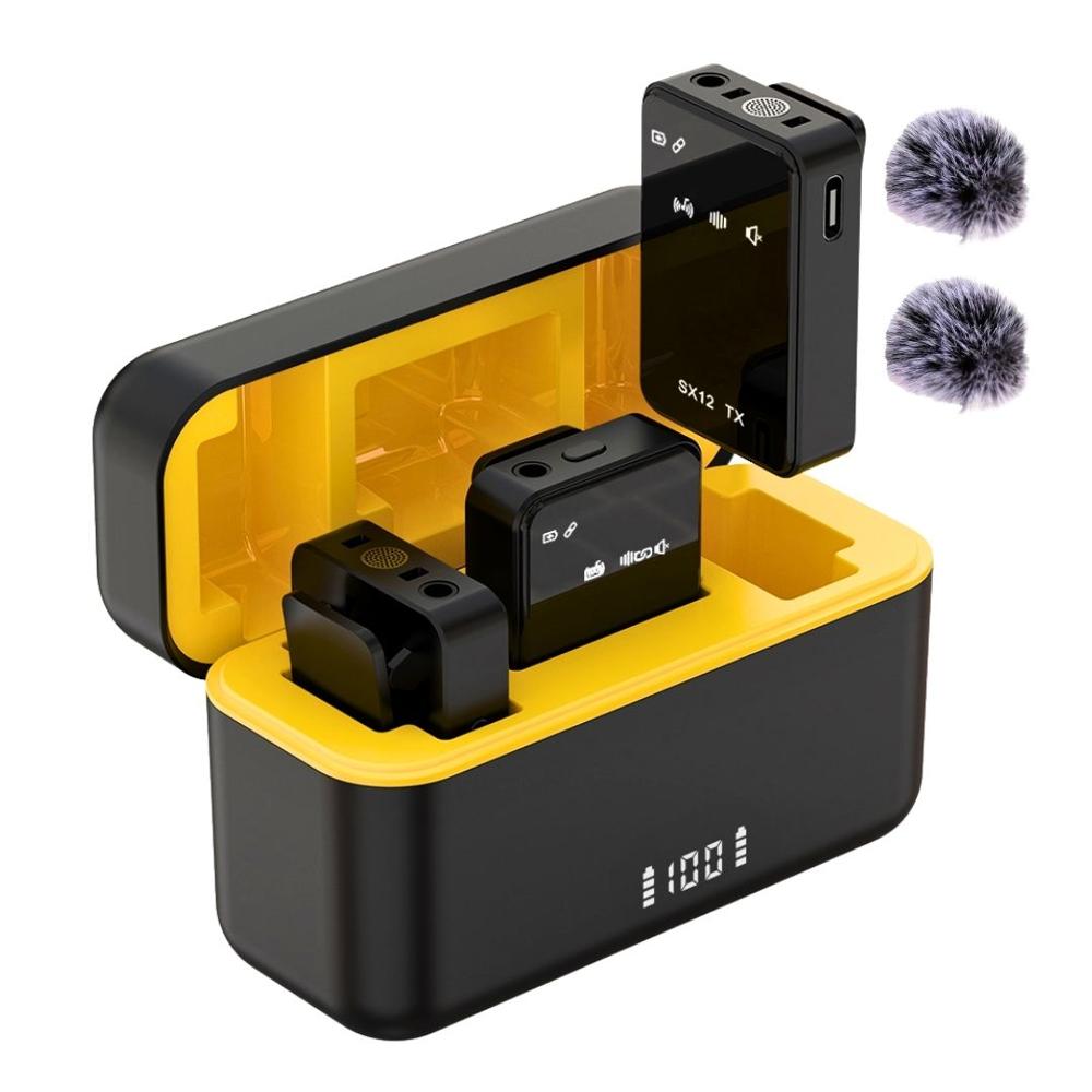 Micrófono Inalámbrico Tipo C SX12 con 2 Transmisores, Estuche de Carga PP12323 Micrófono Inalámbrico Tipo C SX12 con 2 Transmisores, Estuche de Carga PP12323