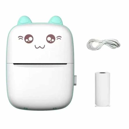 Mini Impresora Portatil Kawai de Gatito Recargable con Bluetooth Celeste Mini Impresora Portatil Kawai de Gatito Recargable con Bluetooth Celeste