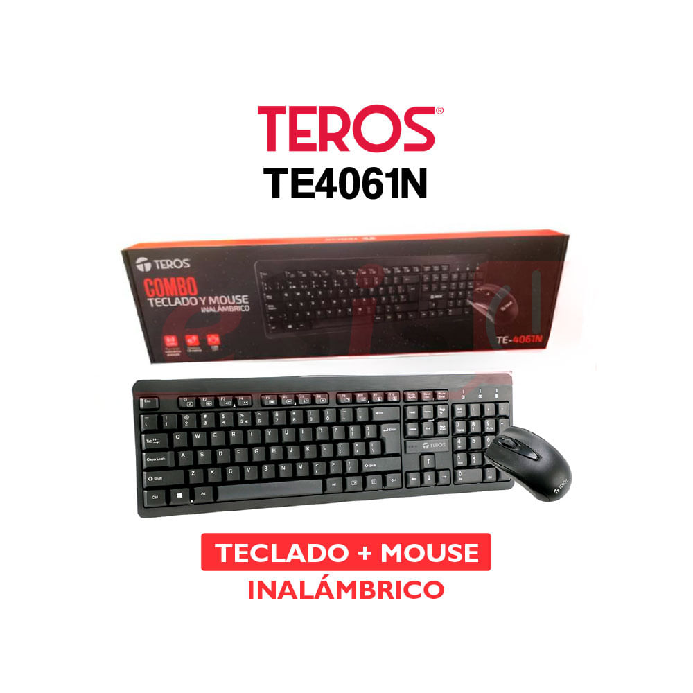 Kit Inalámbrico Teclado Mouse TEROS TE 4061N 24GHzreceptor nano USB color negro