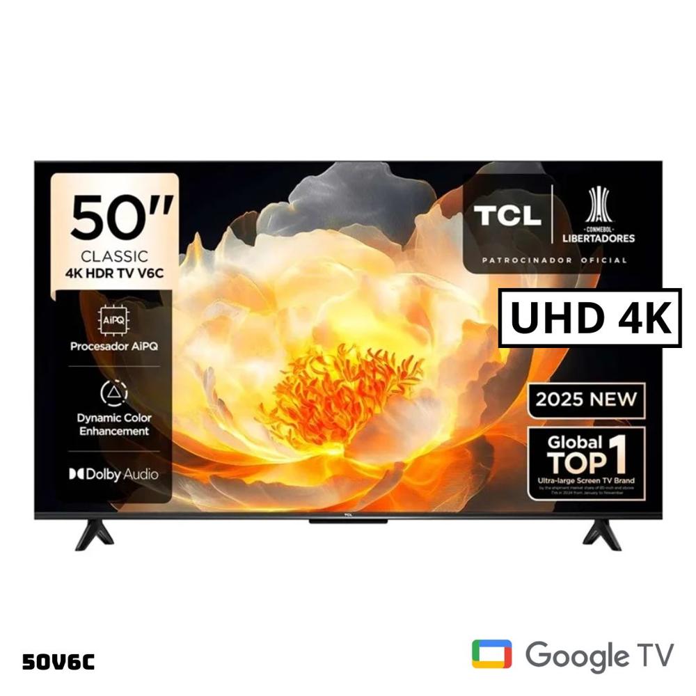 TELEVISOR TCL 50 SMART TV GOOGLE TV 4K UHD LED 2025 - 50V6C