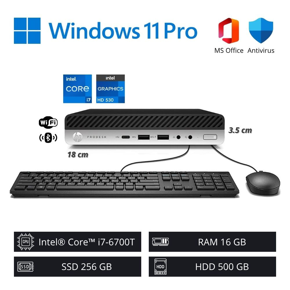 Computadora PC HP Mini 400G3 WiFi Intel ci7-6700T 16GB RAM 256GB SSD + 500GB HDD | Reacondicionado Computadora PC HP Mini 400G3 WiFi Intel ci7-6700T 16GB RAM 256GB SSD + 500GB HDD | Reacondicionado