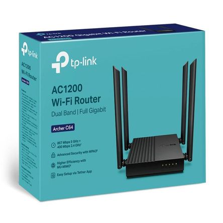 Router WIFI 5 , Gigabit Banda Dual , 2.4/5 GHz ,AC1200 - Archer C64 Router WIFI 5 , Gigabit Banda Dual , 2.4/5 GHz ,AC1200 - Archer C64