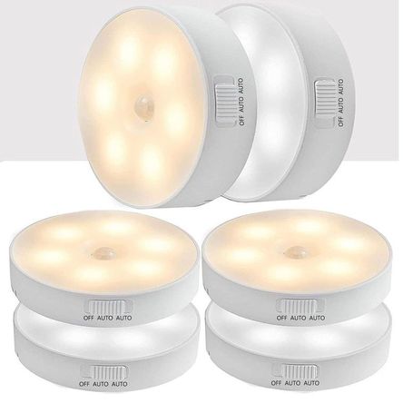 Luces Led con Sensor de Movimiento Recargable Paquete de 6 Luces Led Luces Led con Sensor de Movimiento Recargable Paquete de 6 Luces Led