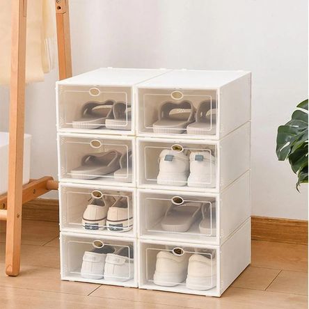 Set x 6 Cajas Apilables Organizadoras de Zapatos - Blanco Blanco