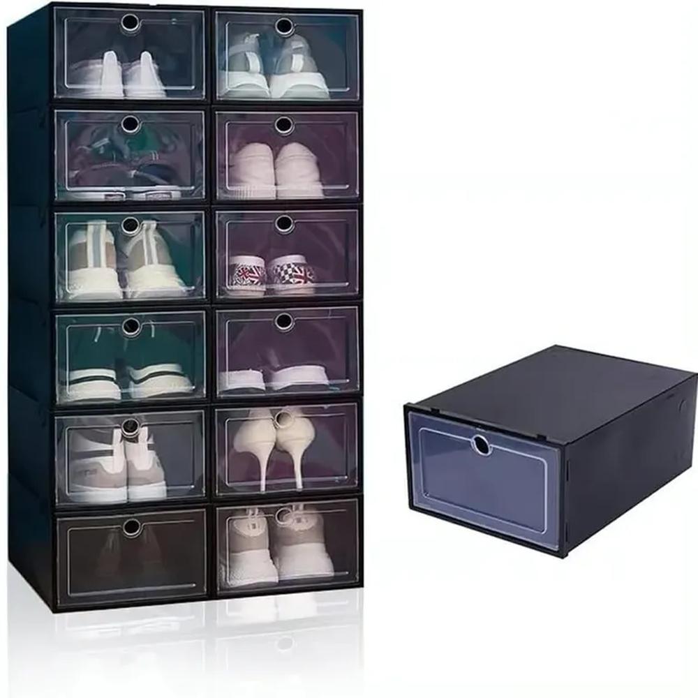 Set x 6 Cajas Apilables Organizadoras de Zapatos - Negro
