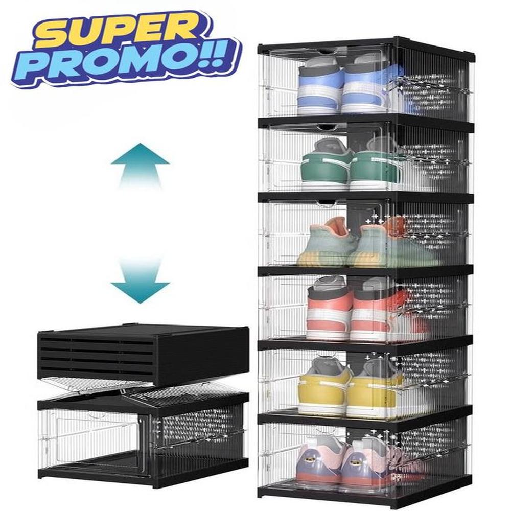Organizador De Zapatos Plegable De 6 Niveles - Negro