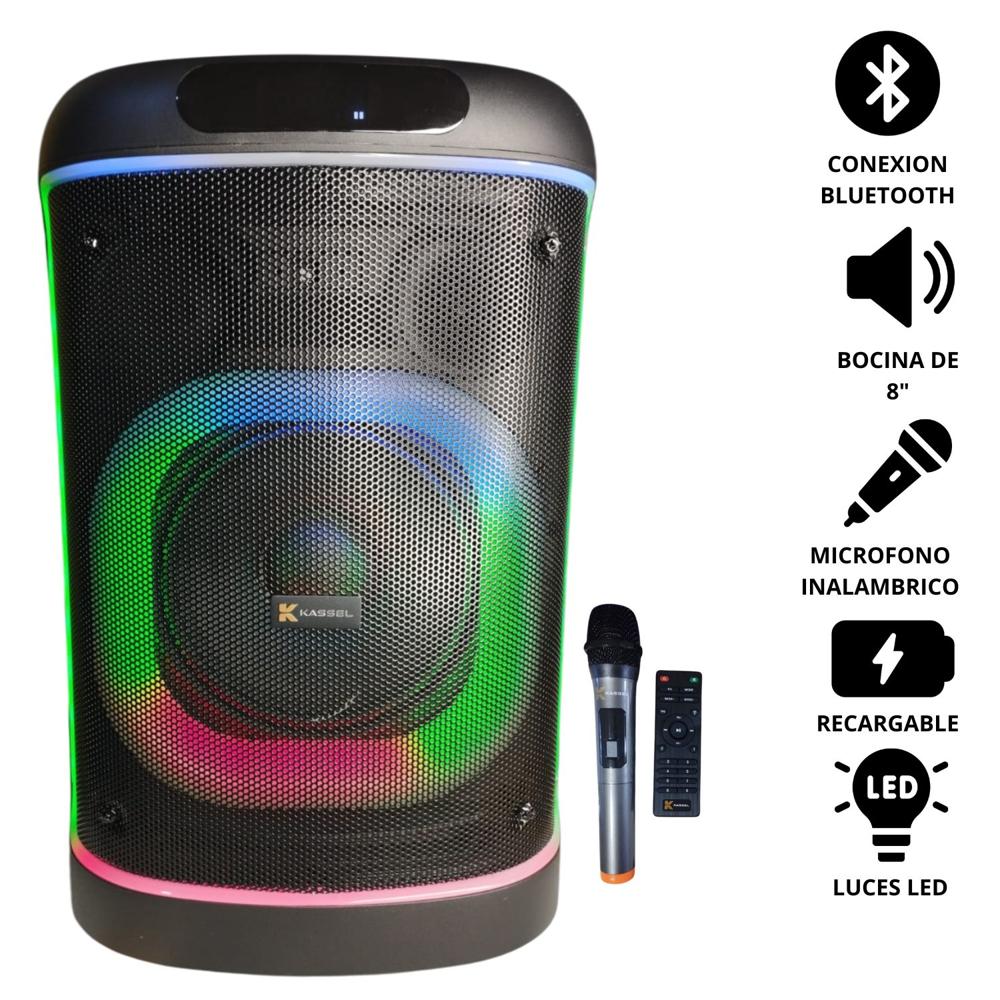 Parlante Portátil KASSEL K816 8"" TWS Micrófono RGB