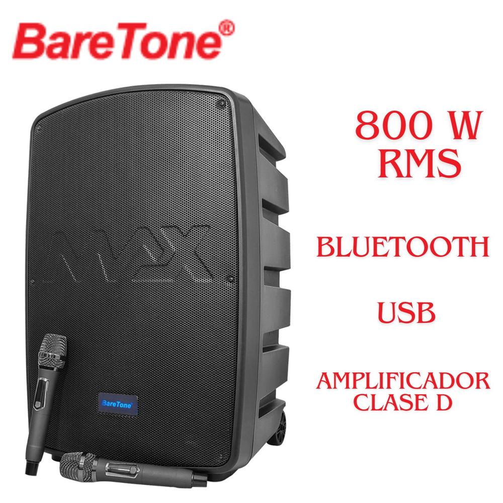 Parlante Portátil de Alto Rendimiento BARETONE MAX15NB 800W RMS Clase D