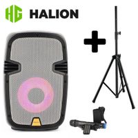 Parlante Portátil Halion PHA8MB 600W USB BT + Soporte