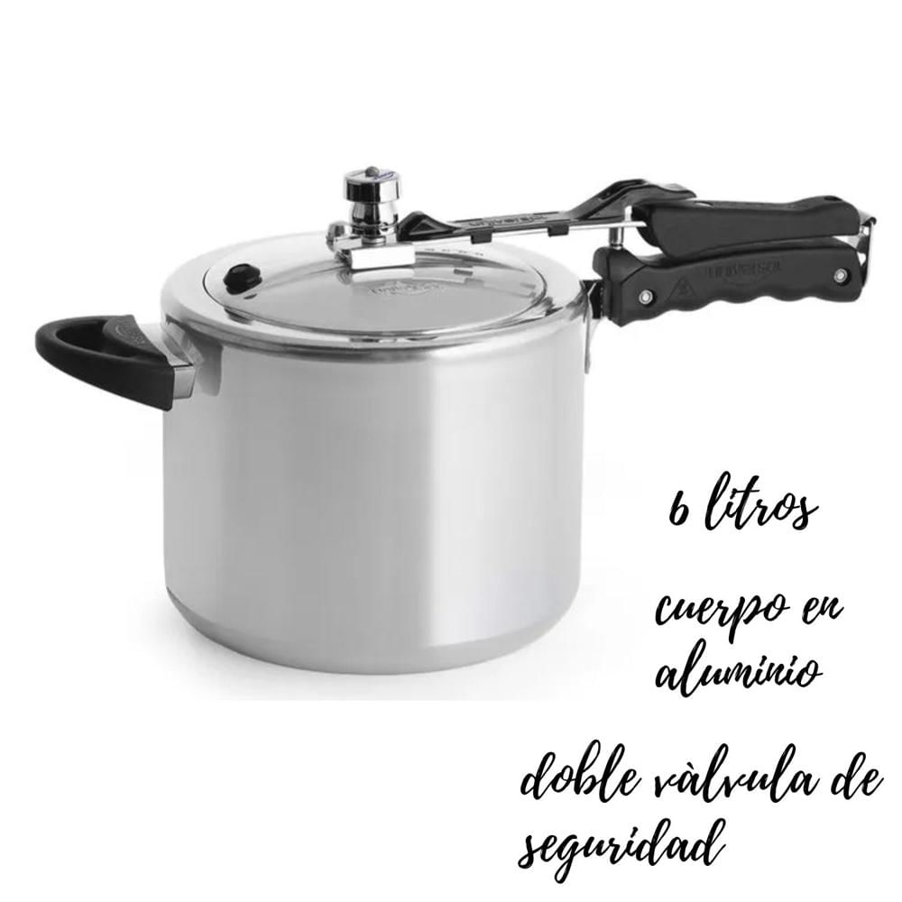 Olla a presión Universal 06 litros cierre interno doble válvula de seguridad