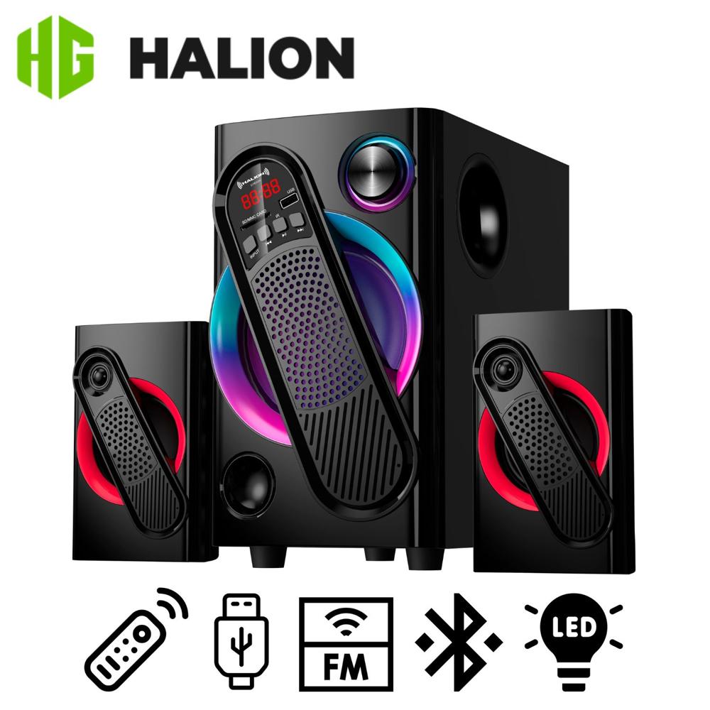 Parlante Halion HA-F61 Gordon 2.1 con Subwoofer 5.25? Luces RGB USB SD BT FM