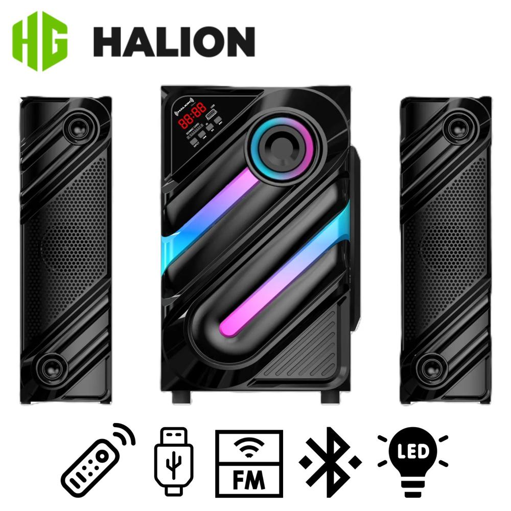 Parlante Halion HA-F77 Thanos con Subwoofer 8"" Luces LED USB SD BT FM