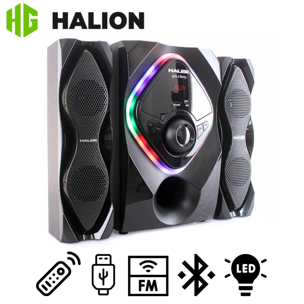 Parlante Halion HA-G64 Liberty 2.1 con Subwoofer 6,5? Luces Led RGB USB SD BT FM