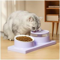 Comedero y Bebedero con Fuente de Agua Eléctrico para Mascotas Gato Perro Morado