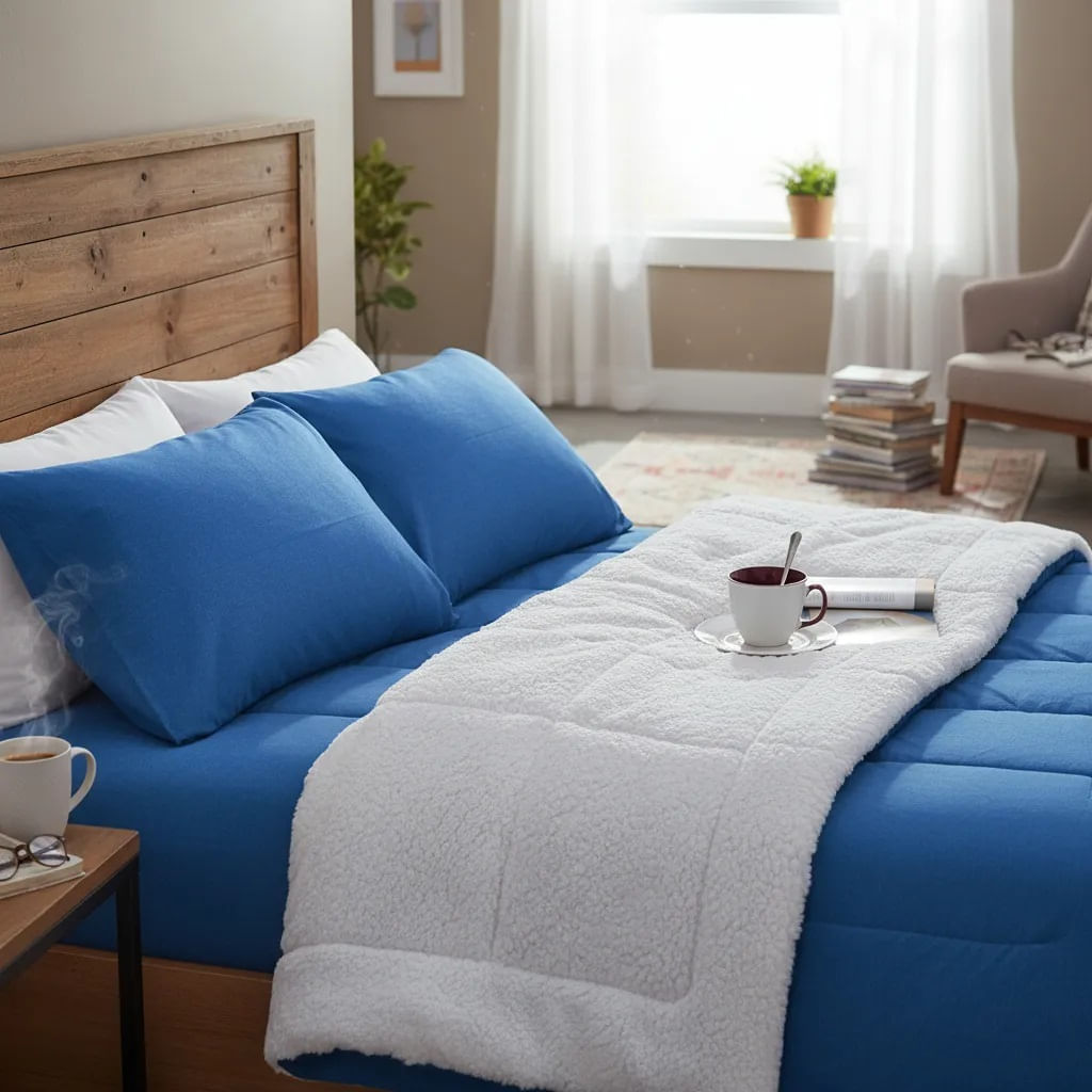 Edredón Peru Pima Algodón Jean Denin con Carnero Premium Plaza y media Interiotex 144 hilos