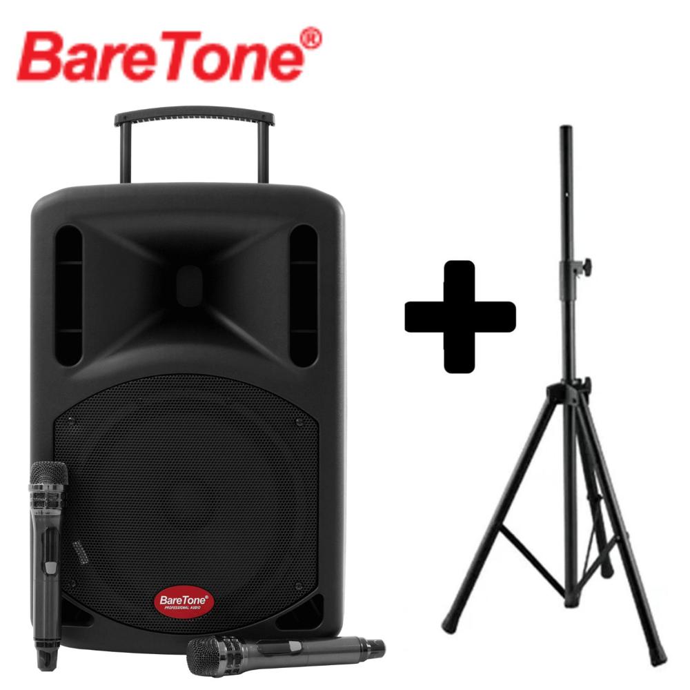 Parlante Portátil BARETONE MAX15EX 300W RMS Efectos de micrófono + SOPORTE
