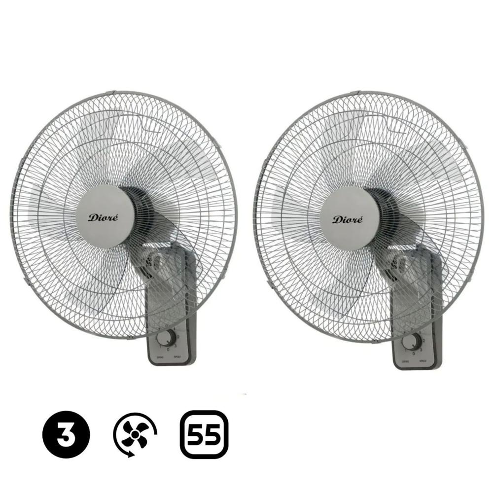 02 Ventiladores de pared Dioré MWF-1605 3 velocidades 5 aspas 50 Watts