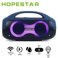 Parlante Portátil Hopestar A50 Azul protección IPX5 80W LED RAINBOW