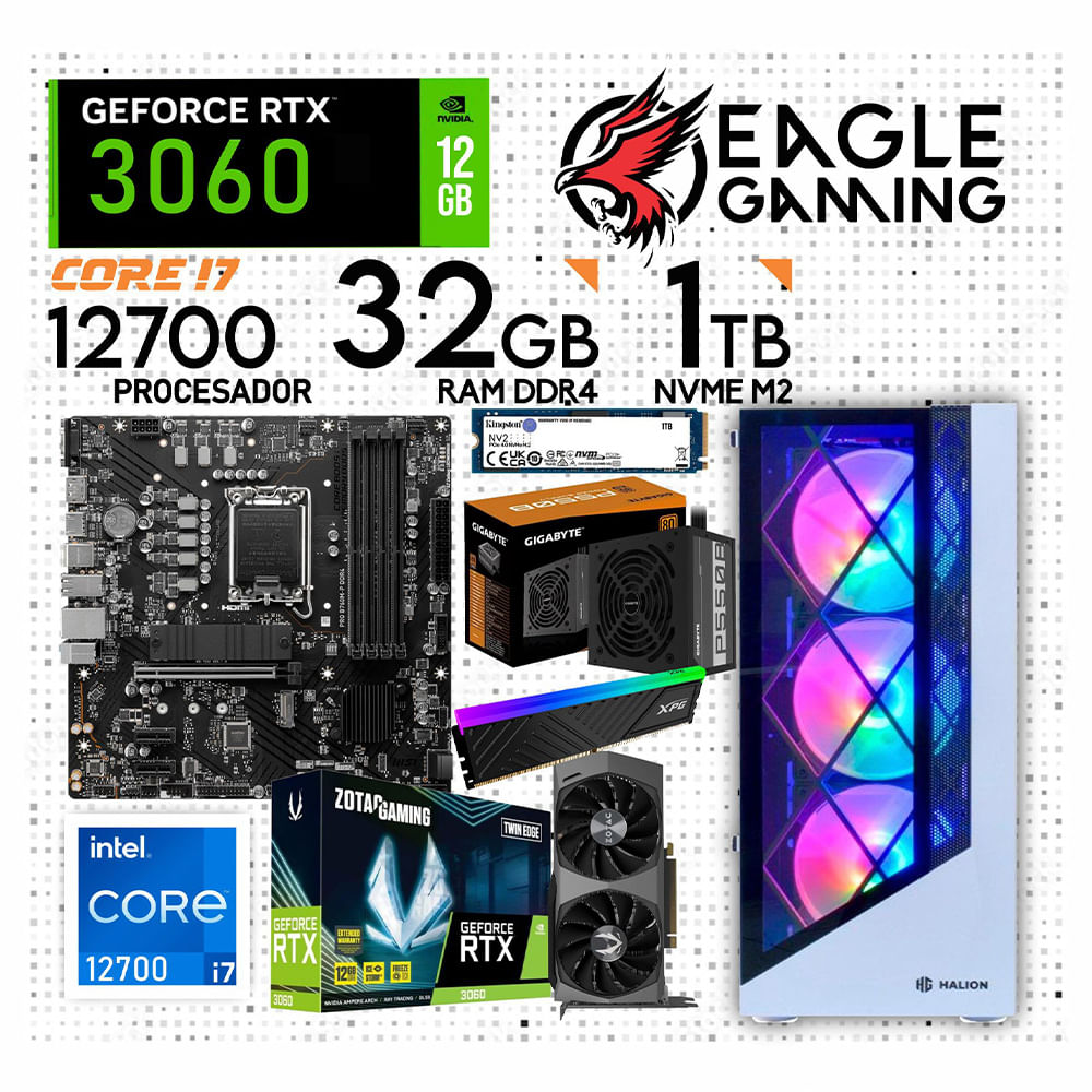 Computadora PC Gamer Core i7 12TH - RAM32GB - SSD 1TB - VIDEO RTX 3060 12GB Computadora PC Gamer Core i7 12TH - RAM32GB - SSD 1TB - VIDEO RTX 3060 12GB