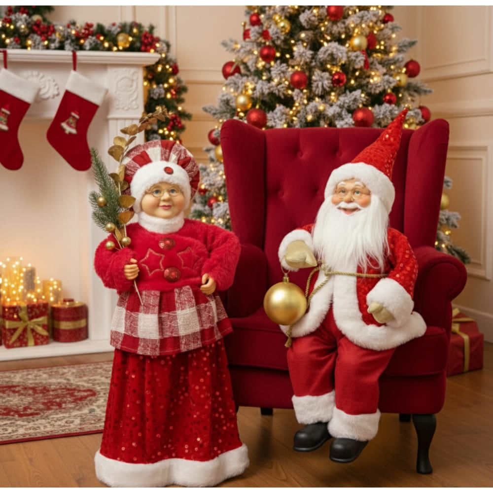 Muñecos Navideños Decoración Pareja Adornos Figuras