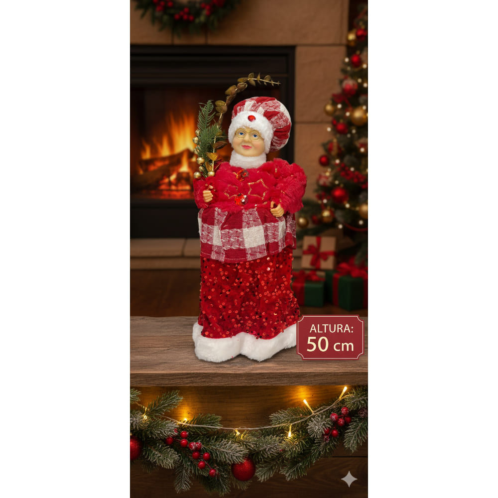 Muñeco Grande Abuela Decorativo Navidad Elegante Sra Claus
