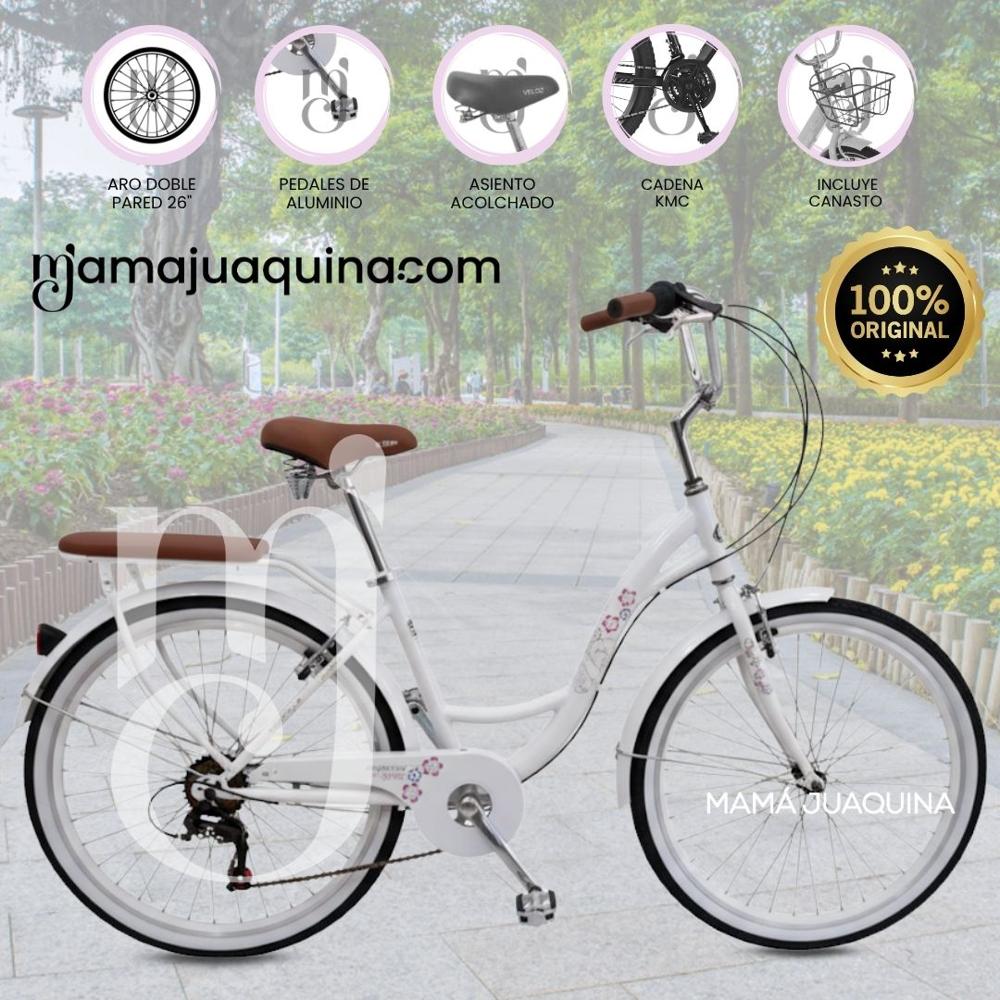 Bicicleta Campera Aro 26 FLORAL CAMPY con Canasta White