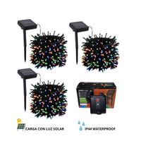 Pack x3 Luces Navideñas Multicolor 10mts con Panel Solar