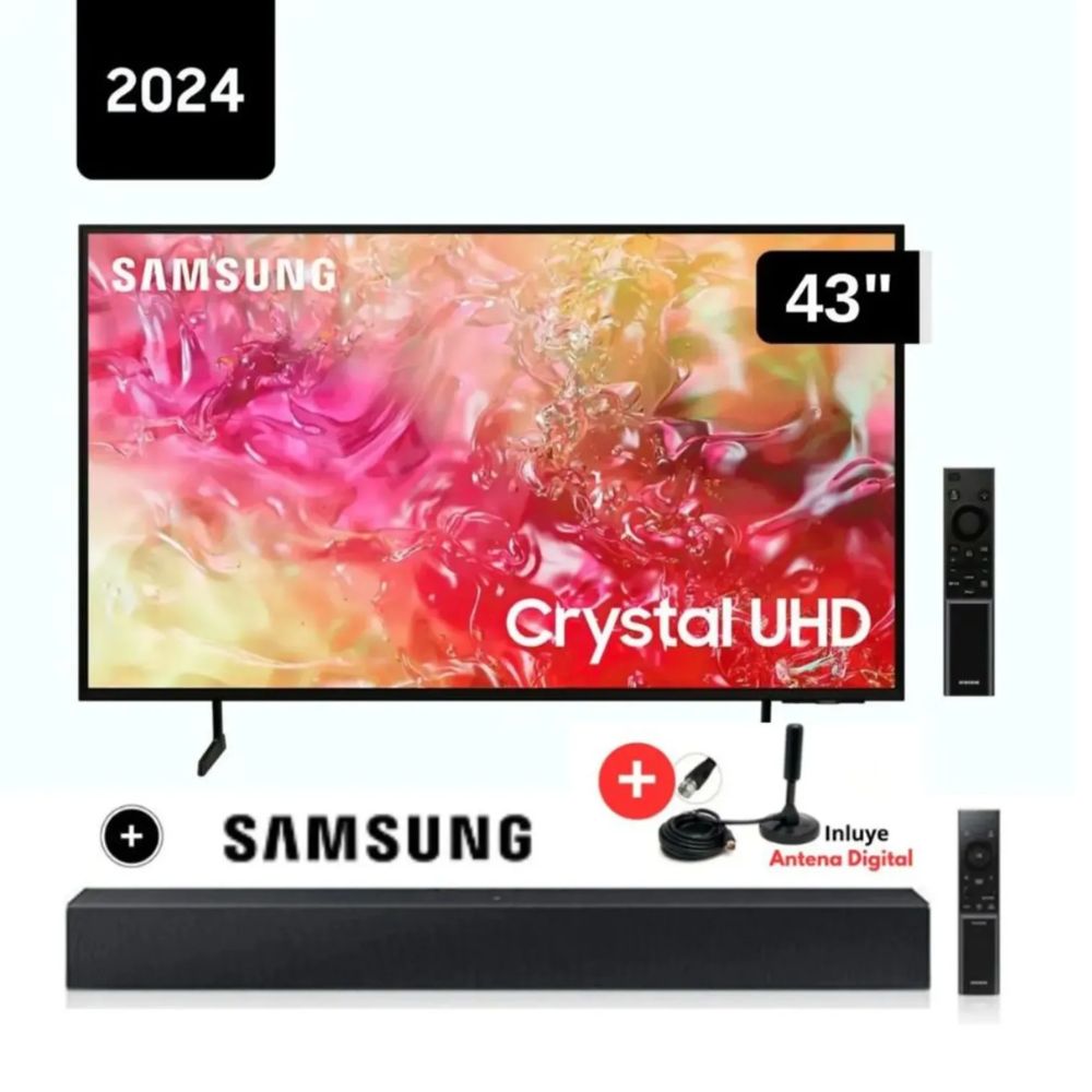 Televisor Samsung 43 Crystal UHD UN43DU7000GXPE Smart Tizen OS Antena Sound bar Samsung C400