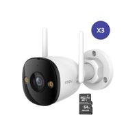 Kit de 3 Cámara seguridad WiFi IMOU Bullet 3 5MP 3K + Micro SD 64GB IP67 exterior visión nocturna