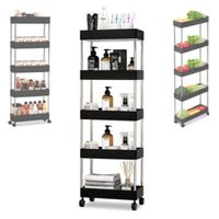 Carrito de Cocina 5 Niveles Estante Organizador con Ruedas Hogar Baño Negro