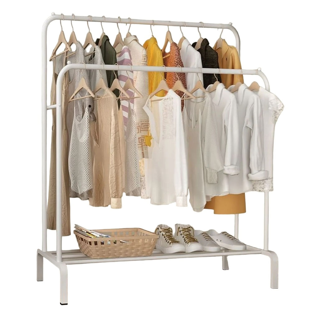 Organizador Perchero Metalico Doble Arco Blanco