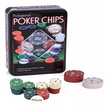 Set Poker 100 Fichas Caja Metal Poker Chips Juegos