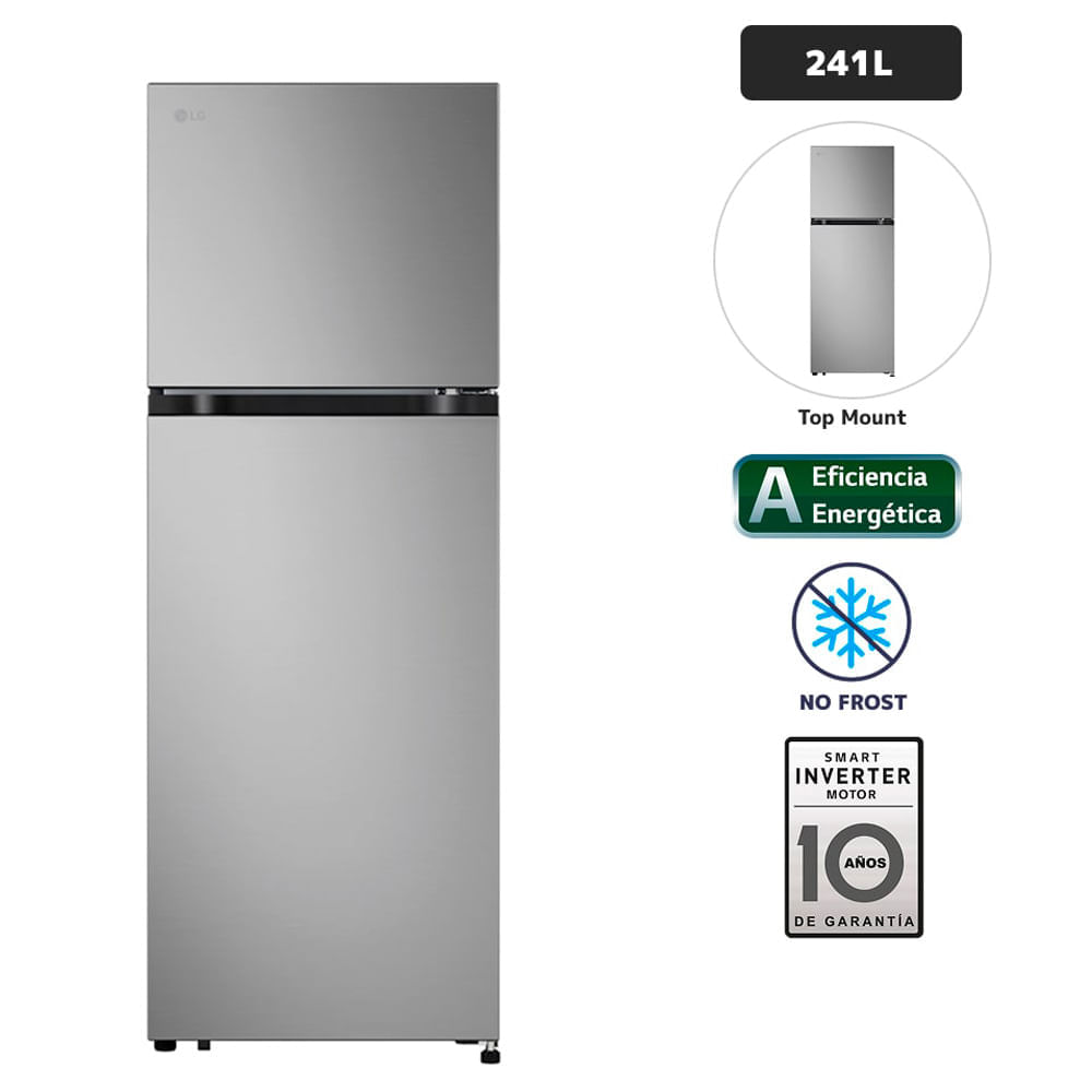 Refrigeradora LG 241L No Frost VT24BPY Plateado