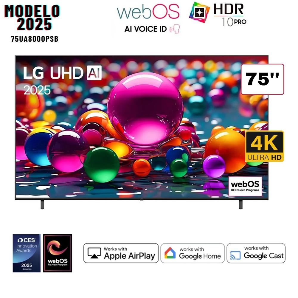 TELEVISOR 75'' LG 75UA8000PSB SMART TV UHD 4K THINQ AI 2025 TELEVISOR 75'' LG 75UA8000PSB SMART TV UHD 4K THINQ AI 2025