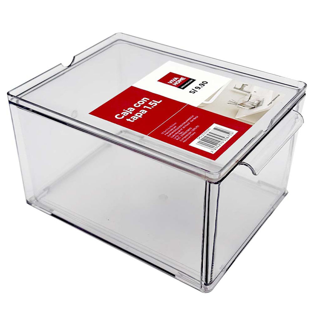 Caja con Tapa VIVA HOME Transparente 1.5L