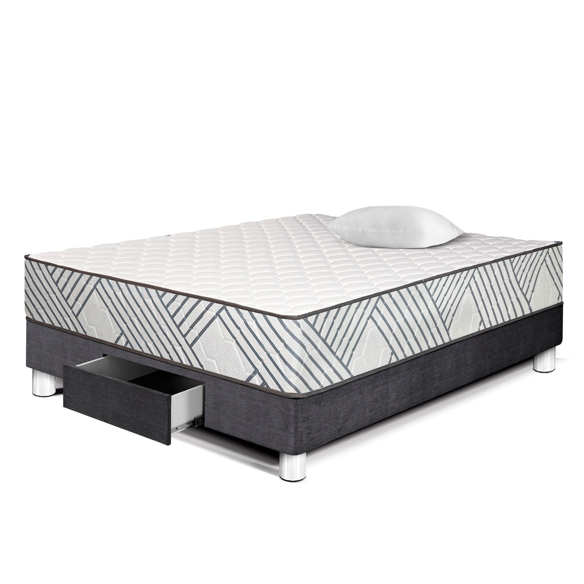 Cama Americana VIVA HOME Palmera Con Cajones 1.5 Plazas