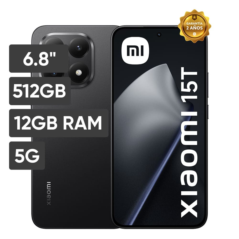 Smartphone XIAOMI 15T 6.8"" 12GB 512GB Leica 50MP + 50MP + 12MP Negro