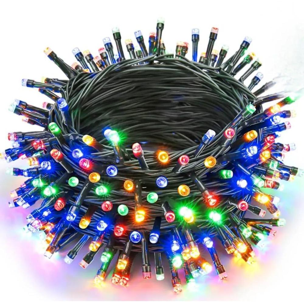 Tira de 300 Luces LED Navideñas Multicolor Cable Verde