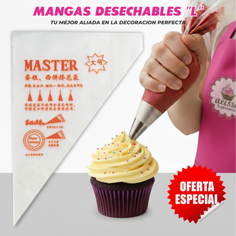 200 Mangas Desechables Pasteleras para Reposteria tamaño L