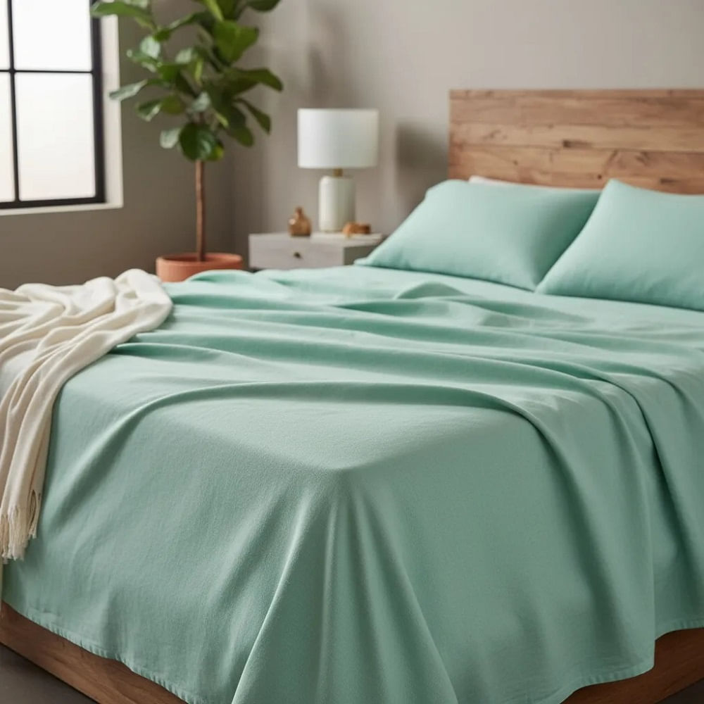 Juego de sabanas algodón pima interiotex 180 hilos 2 Plazas color Alba Glacial